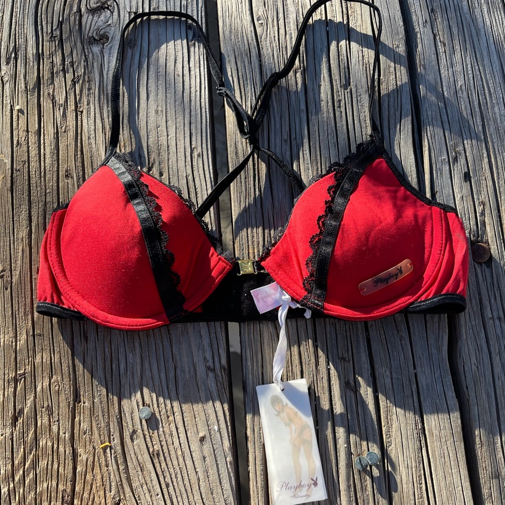 Playboy red and black lace bra (SOLD)